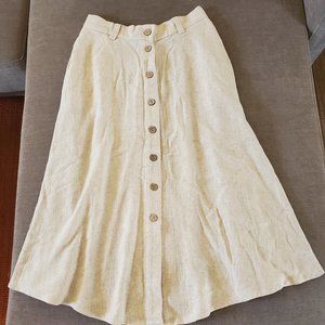 NWT Frank & Oak Button-Up Linen Blend Midi Skirt